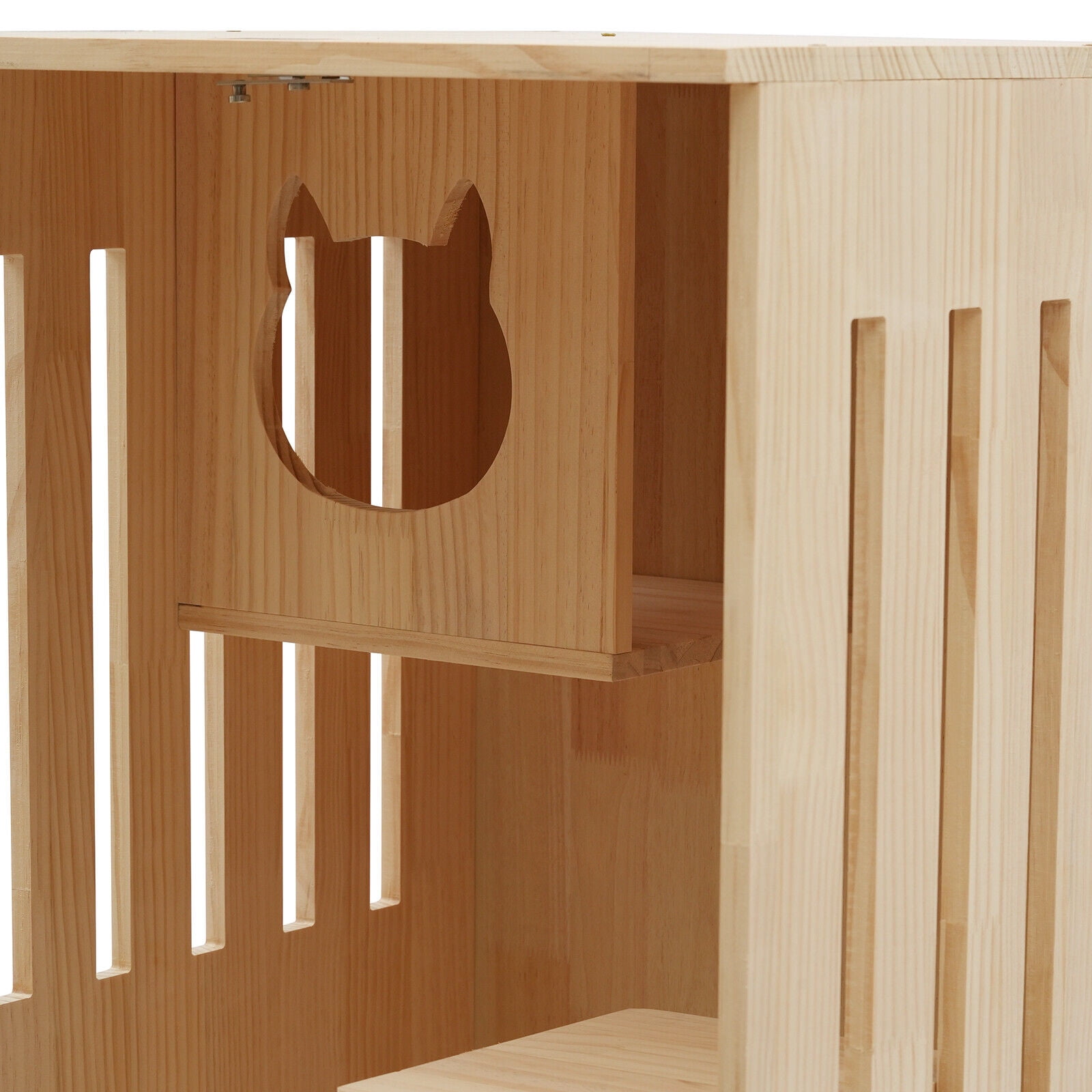 Luxury Multi Feature Cat Condo - Large Wooden Cat House, Outdoor and Indoor Cat House, Oversized Cat Villa on Wheels with Cat Scratching Posts for Cat Cafe Pet