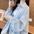 thumbnail image 6 of Women's Fashionable Jacket Lightweight Wavy Pattern Jacquard Casual Long Sleeve Cardigan Collar Coat For Summer Uv Shirts for Women Uv Shirts for Women, 6 of 6