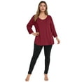 thumbnail image 2 of CRAYNER 3/4 Sleeve T-Shirts for Womens Casual V-Neck Tunic Tops Loose Fit Basic Tees Blouses Lightweight Pullover with Pocket, 2 of 5