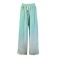 thumbnail image 5 of Women's Side Slit Ombre Wide Leg Pants, Flowing Casual Trousers with Gradient Color and Split Hem, Loose Comfortable Pocket Design for Beach Wear and Four-Season Daily Use Mint Green XXL, 5 of 7