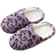 thumbnail image 4 of Naierhg 1 Pair Slippers Soft Bottom Leopard-print Plush Comfortable to Wear Warm Slippers for Daily Life for Home Purple, 4 of 8