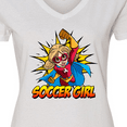 thumbnail image 4 of Inktastic Soccer Girl Superhero Women's V-Neck T-Shirt, 4 of 5