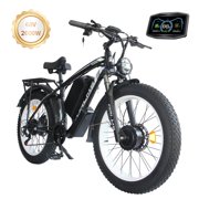 ORLMS TS60 Electric Mountain Bike for Adults, 2000W Motor, 60V 25Ah Battery, Max 38Mph, 80 Miles Range, 24" Fat Tire All Terrain Off-Road E Bike - white