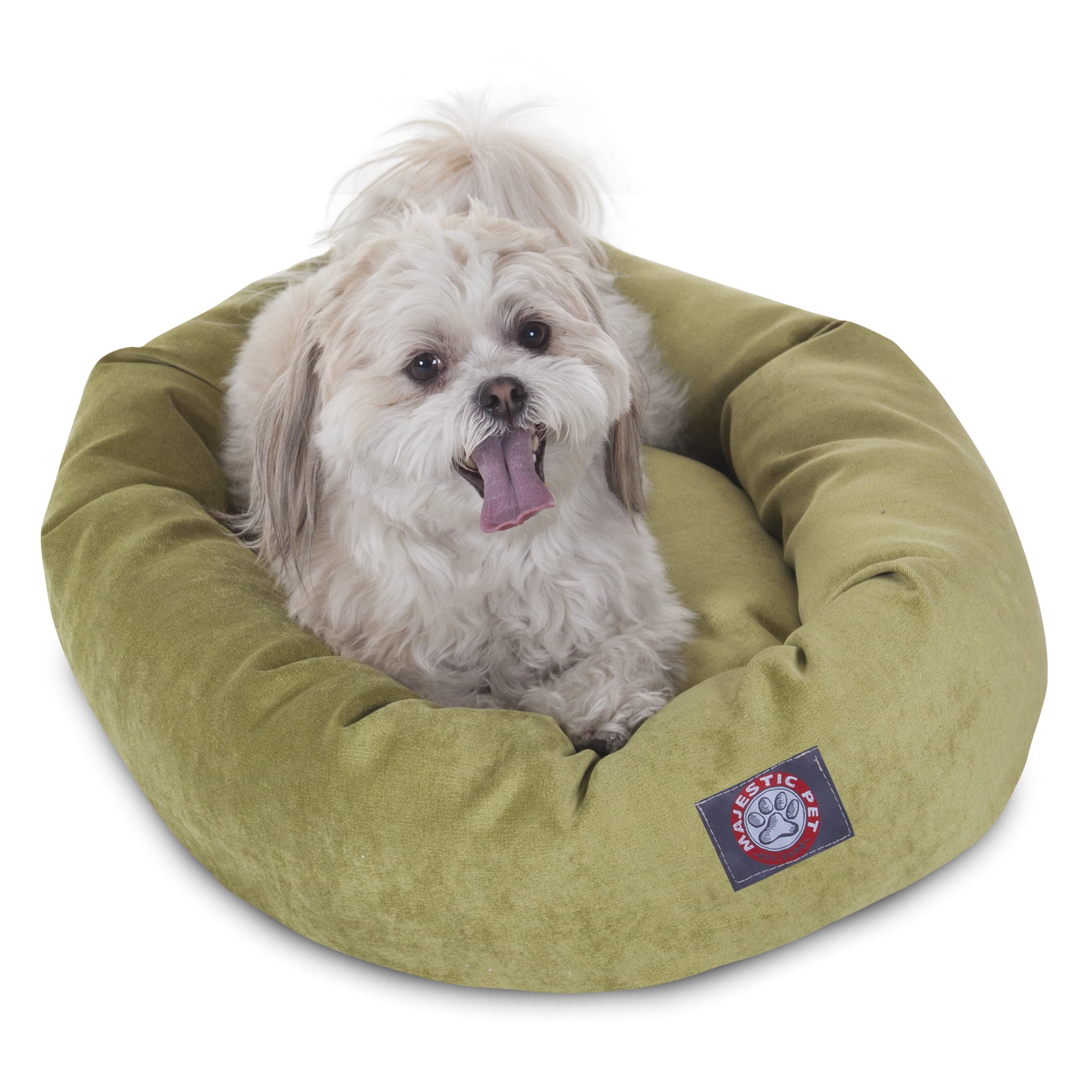 Majestic Pet Villa Velvet Bagel Dog Bed Machine Washable Apple Small 24 ...