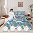 thumbnail image 3 of Castle Fairy Retro Surf Skeleton Tile King Size Comforter Sets 3pcs,Tropical Wave Palm Summer Seamless Pattern Comforters King Size,Blue Cream,Navy Blue Reversible,1 Comforter and 2 Pillowcases, 3 of 6