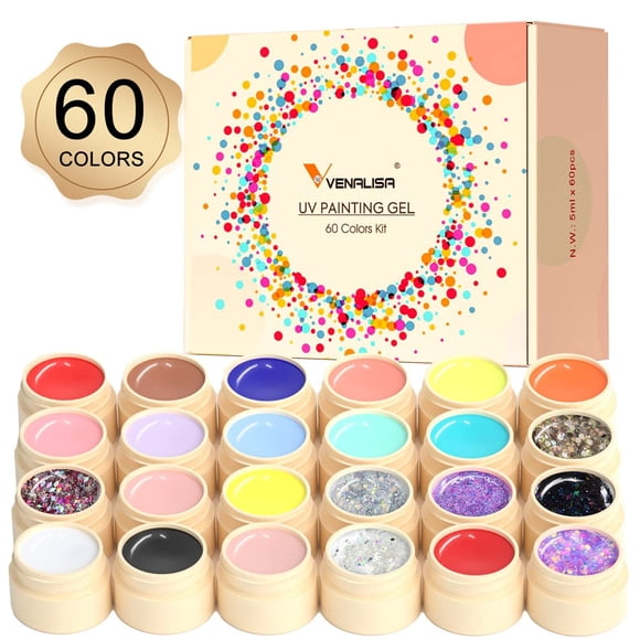 Kit de pintura en gel para decoración de uñas VENALISA, 60 colores con diseño de araña