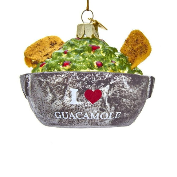 Kurt Adler Noble Gems I Love Guacamole Bowl Glass Hanging Ornament, 3.5 inches Tall
