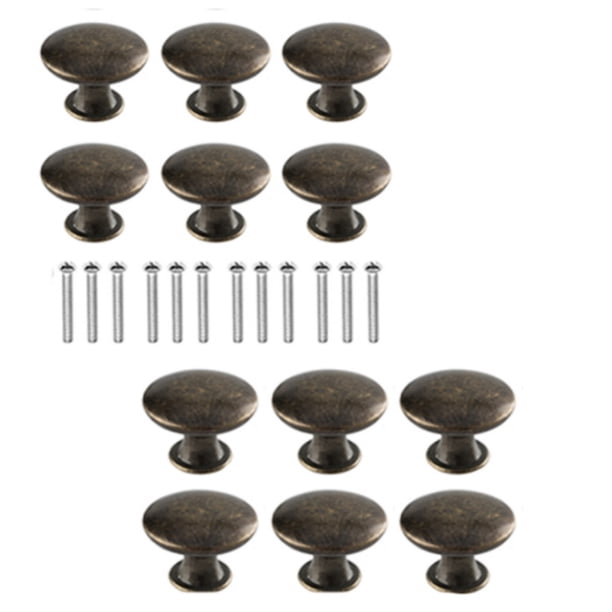 12 pomos de bronce para puerta de gabinete con tornillos, pomos antiguos vintage, tiradores de manijas, pomos para cajones, armario, cocina, aparador, muebles de oficina en casa, 30 mm, bronce