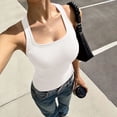 thumbnail image 4 of Soyumi Tank Tops for Women Summer Sleeveless Racerback Square Neck Casual Basic Ribbed Tops 2026 Summer Beach Vest Cotton Cami Shirts Workout Shirts, White, 4 of 6