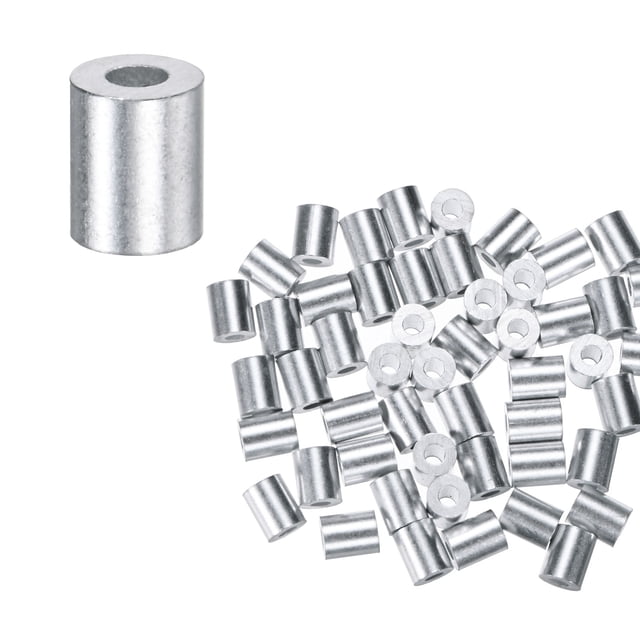 Uxcell 100-Pack Mangas de Crimpado de Aluminio, 1.5mm 1/16 de Pulgada para Cuerda de Alambre