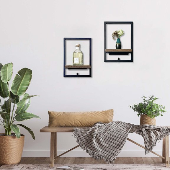 Cocoyard Black Floating Shelf, Set of 2 8.1"W x 4.9"D x 11.2"H