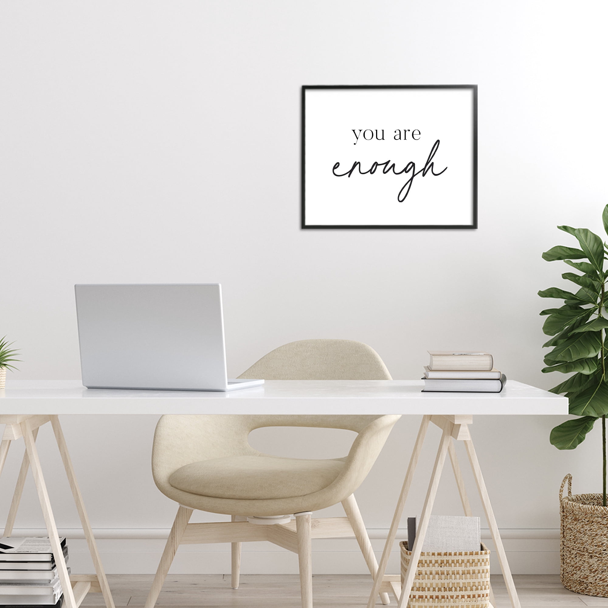 You Are Enough Sentiment Black Framed Giclee Art, design by Lettered and Lined