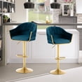 JONPONY Upholstered Bar Stools Set of 2, Velvet Swivel Kitchen Counter Height Chairs, Navy Blue ...