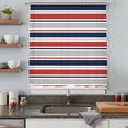 thumbnail image 5 of Red Navy Blue Striped Sheer Curtains 54 Inches Long, Farmhouse Stripes Modern Abstract Art Light Filering Curtains, Breathable Simi Curtain Privacy Drapes for Kitchen Bathroom Small Window Treatment, 5 of 9