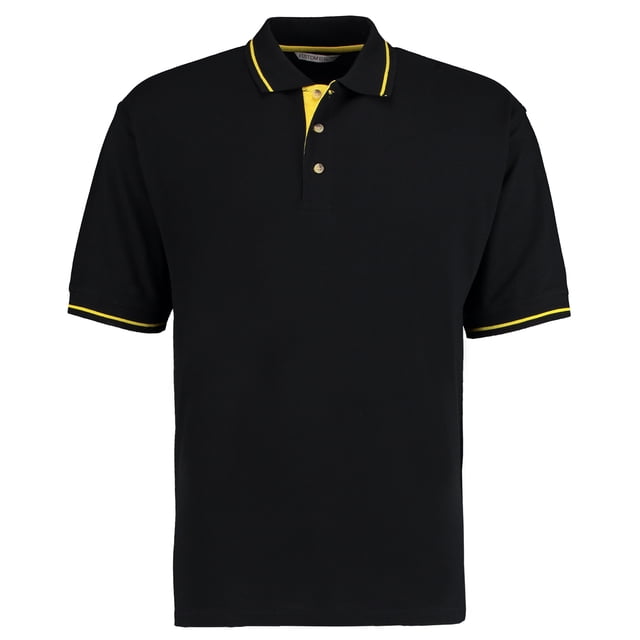Kustom Kit - Polo Pique de manga corta Modelo St. Mellion Hombre Caballero - Verano/Trabajar (Negro/Amarillo)