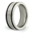 thumbnail image 7 of Edward Mirell Titanium Brushed with Blue Anodized Double Groove Flat 8mm Band EMR218, 7 of 7