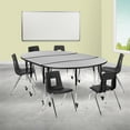 thumbnail image 2 of Flash Furniture Emmy Mobile 86" Oval Wave Flexible Laminate Activity Table Set with 18" Student Stack Chairs, Grey/Black, 2 of 15