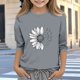 thumbnail image 1 of Blusas y camisas de cuello redondo y manga larga para niños, blusas/camisas de poliéster con estampado de corazones, mangas 3/4 y cuello redondo, elegantes e informales., 1 of 5