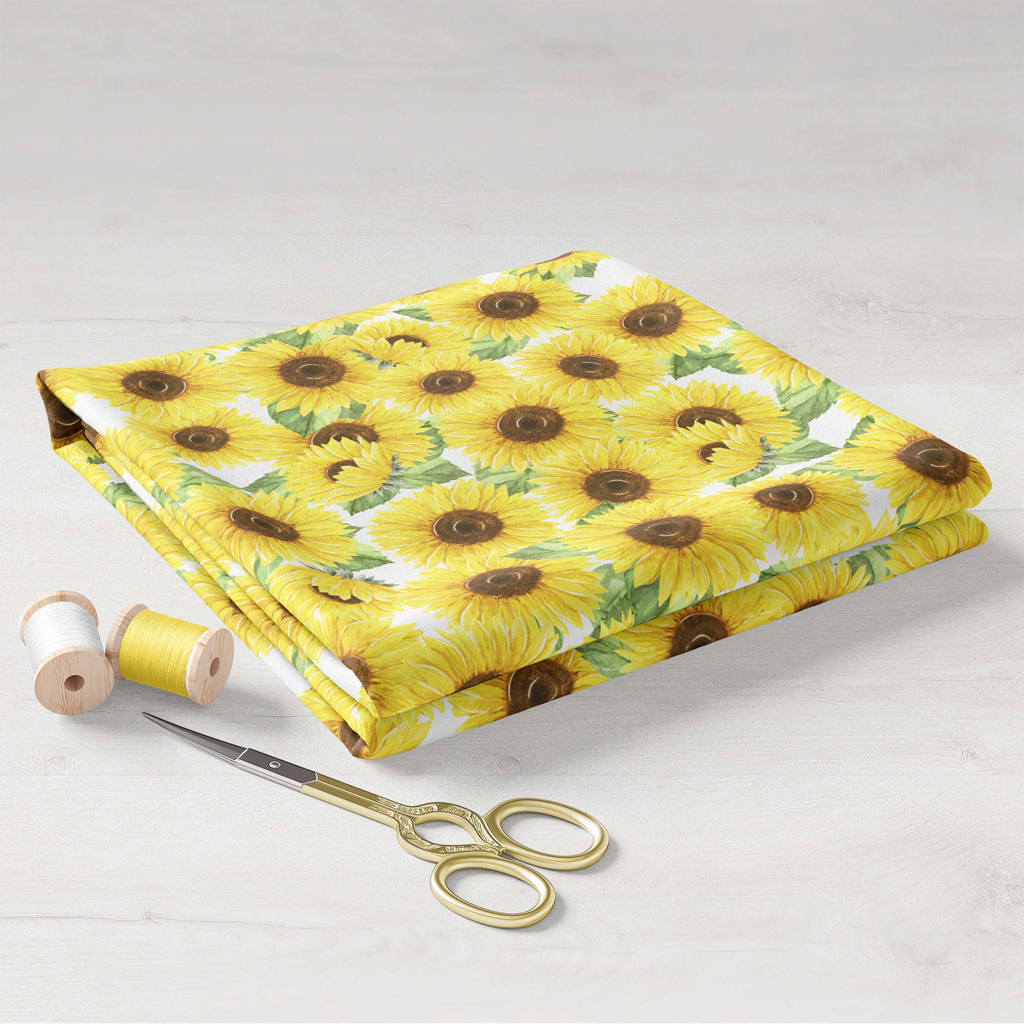 Create It 18"x21" 100% Cotton Sunflowers Precut Sewing & Craft Fabric, Yellow 1 Piece