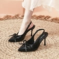 thumbnail image 4 of Viluyesy Women's Stilettos Sandals, Slingback Spring Summer Bow Pointed Toe Ladies Wedding Party Dress Shoes Black 5.5, 4 of 9