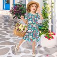 thumbnail image 4 of FORMRS Girls Short Sleeve Dress Summer Casual Round Neck A-line Beach Sundress, Sizes 2T-8T, Green Cartoon Truck Pattern, 4 of 8