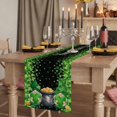 thumbnail image 2 of Table Runners 72 Inches Long Dress Scarves, St. Patrick's Day Farmhouse Kitchen Table Runner, Coffee Tablerunners, Spring Lucky Shamrocks Green Gnomes Black 14x72 Inch, 2 of 9