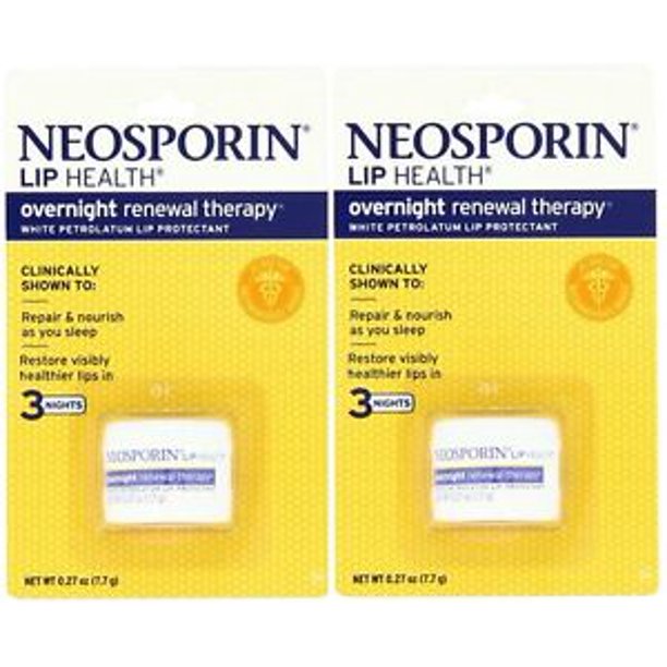 2 Pack Neosporin Lip Health Overnight Renewal Therapy 0.27 oz Each