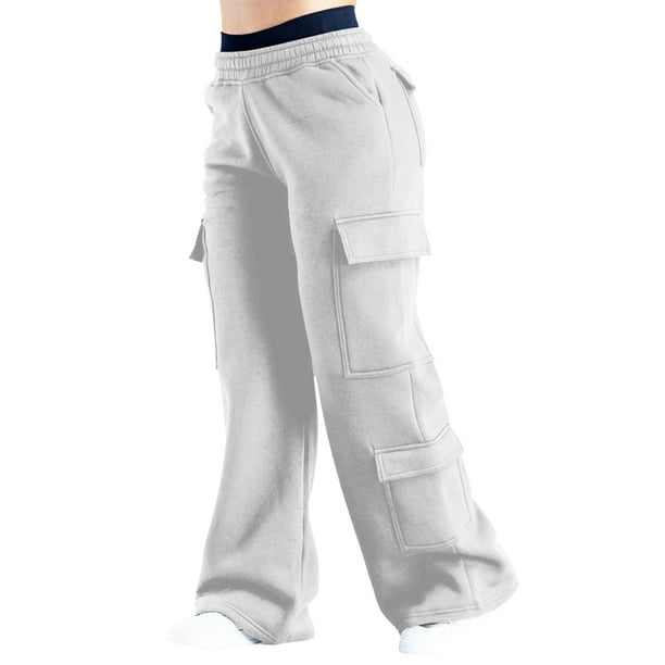 Pantalones Deportivos de Mujer, Estilo Cargo, de Pierna , Holgados, Ideales para Otoño, para el Trabajo y para Viajar. Gris M