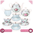 thumbnail image 3 of Set de té Brew To A Tea Floral, 13 piezas, porcelana, color azul adulto, 3 of 9