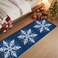thumbnail image 5 of White Intricate Snowflake Washable Area Rug 2 x 6 ft Vintage Christmas Ice Crystals Blue Soft Non‑Slip Rugs Stain Repellent Indoor Mats for Long Hallway, Kitchen Runner, Corridor Laundry, 5 of 9