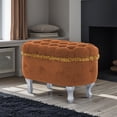 thumbnail image 2 of S-HOME 29.5 Inch Footboard Bench in Fabric Upholstered Design with Hidden Storage and Stylish Fringe for Any Room，Orange, 2 of 12