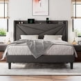 thumbnail image 3 of Einhomn Full Size Bed Frame with Charging Station ,Upholstered Platform Bed Frame with Storage Wingback Headboard, Metal Support No Noise No Box Spring Needed, Dark Gray, 3 of 7