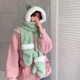 thumbnail image 5 of ASFGIMUJ Plush Three Warm One Creative Five Gloves Thickened Girls' Scarf Hat In Finger Wool Outdoor Scarf Green One Size, 5 of 8