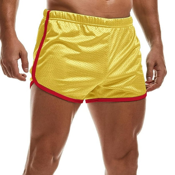 Pantalones cortos para correr AIMPACT para hombre, ejercicios de respiración, gimnasio, color amarillo