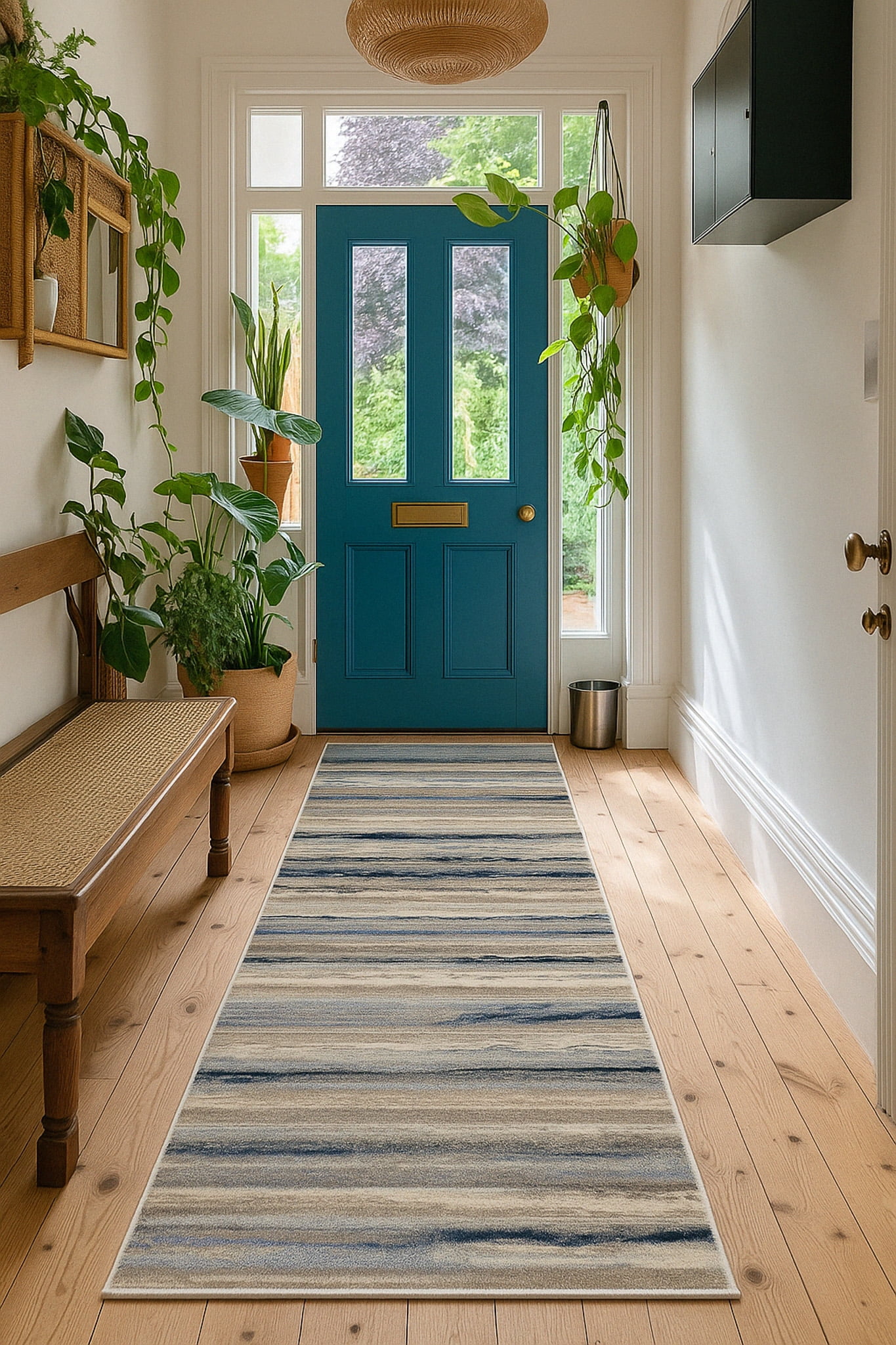 Rug Branch Havana 2' x 12' (Exact Size: 2'3" x 12') Scandinavian Indoor Runner Rug, Blue Brown, Contemporary - Entryway, Hallway, Bathroom, and Kitchen