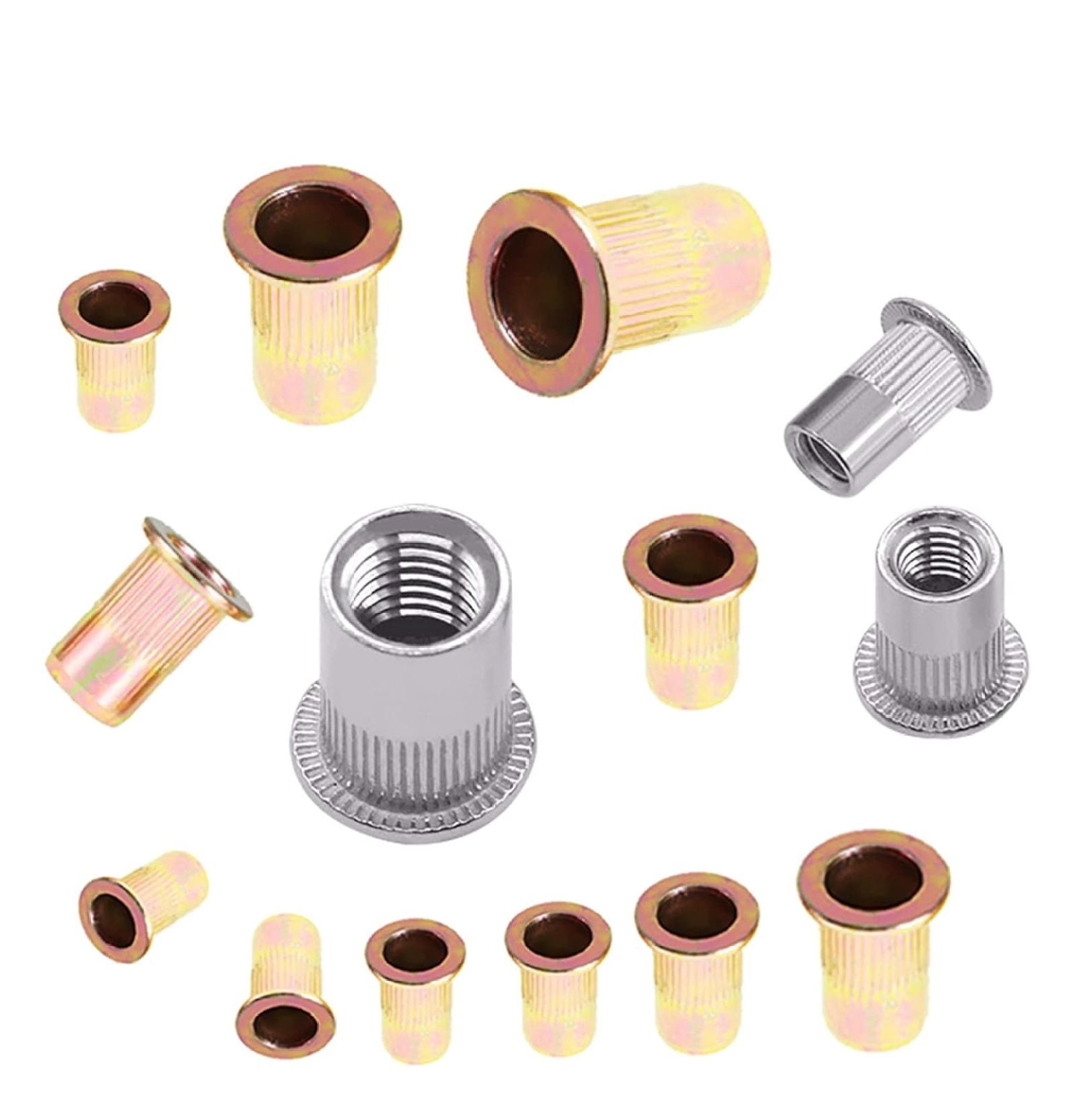900 Pcs Rivet Nuts Kit Metric Zinc Steel, Stainless Steel, Aluminum Threaded Rivetnut Insert Nutsert Rivet Nuts Assortment Kit Including M8 M10