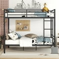 thumbnail image 3 of Bellemave Metal Bunk Bed Full Over Full Size with Ladder and High Guardrail, Bunk Bed Frame Can be Divided into Two Beds, Noise Free（Black）, 3 of 8