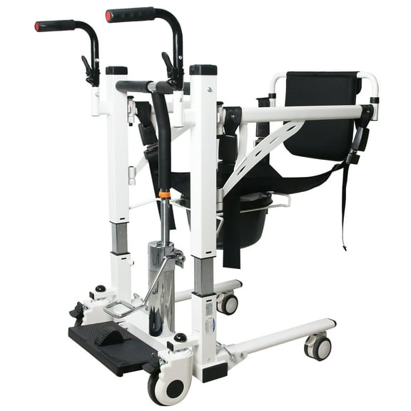 Patient Transfer Lift Chair with Backrest and Bedpan , Lift Assisted Bedside Toilet Chair for Elderly
