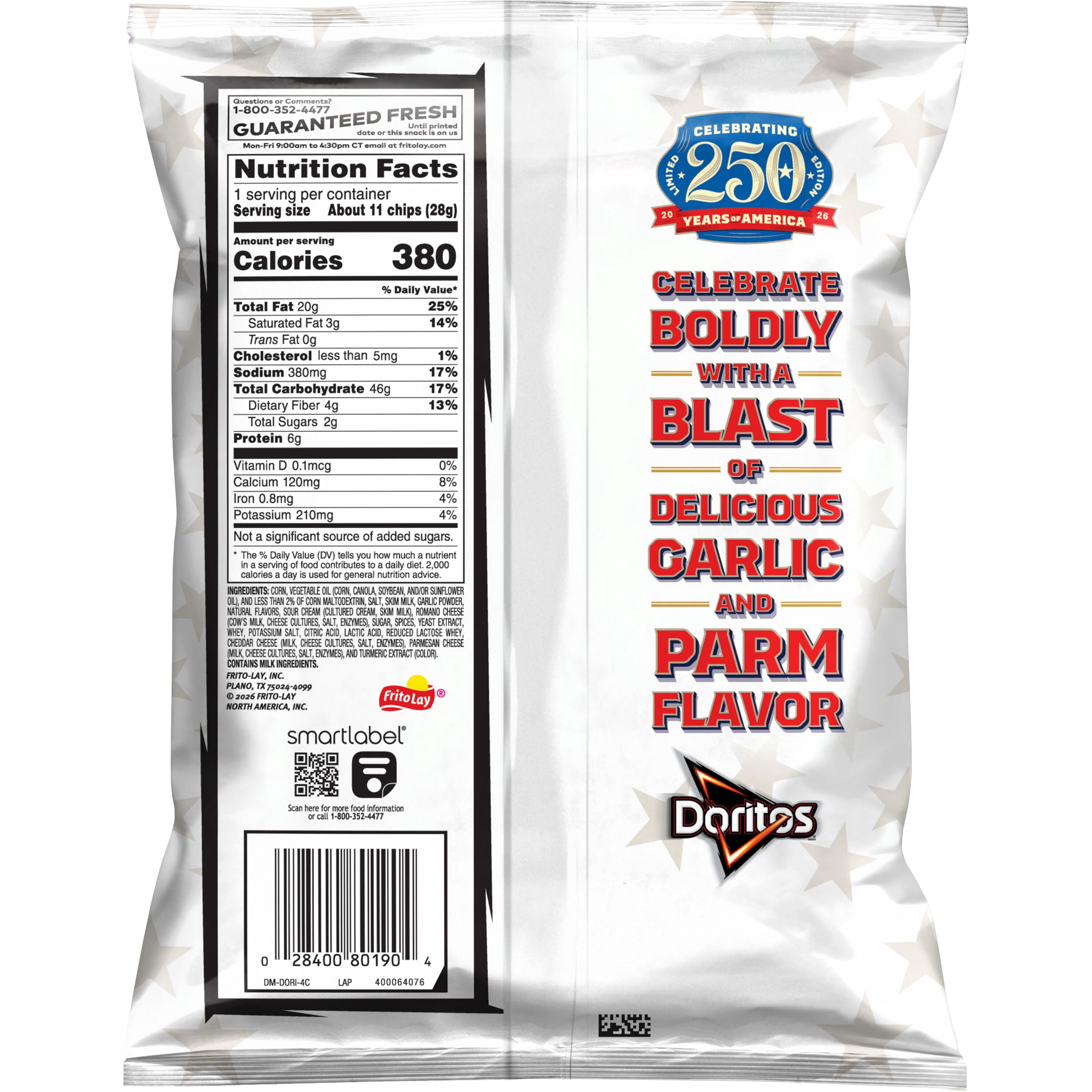 Doritos Ultimate Garlic Parm Flavored Tortilla Chips, 2.625 ounce