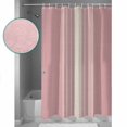thumbnail image 3 of 54x78 Inch Shower Curtain Decorative Pink Beige Striped Bathtub Bath Curtains Fabric Waterproof Bathroom Decor Modern Farmhouse Retro Lines Small Stall Shower Curtain Set with 12 Hooks, 3 of 6
