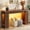 Rustic Oak-47 Inch, variant on 63 Inch White/Black Walnut Console Table With Outlet and LED Lights