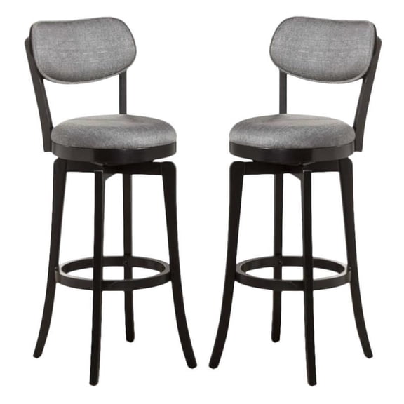 Home Square 30" Swivel Bar Stool in Black and Gray - Set of 2