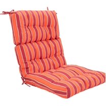 YSNW Tufted Outdoor Patio Chair Cushion 4.5", High Back Chair Cushion with 4 String Ties, Patio Seat Cushion for Swing Bench Wicker Seat Chair (Red and Orange)