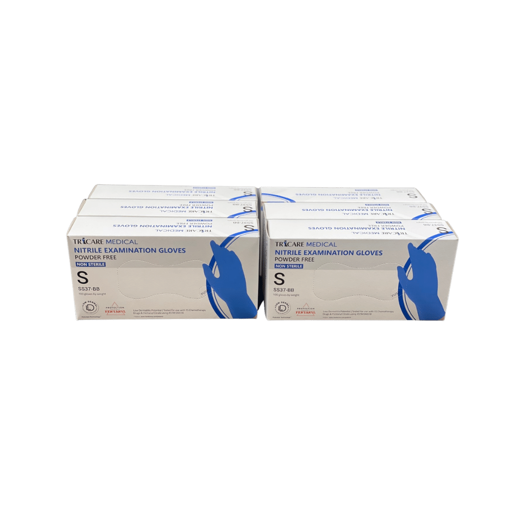 TRICARE Medical Nitrile Gloves, Small, 600 Count, Blue, Latex and PowderFree, 4.7 Mil