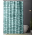 thumbnail image 5 of Nautical shower curtain, pastel colored ocean waves pattern, summer vibe inspired graphic, fabric bathroom decor set with hooks, 5 of 10