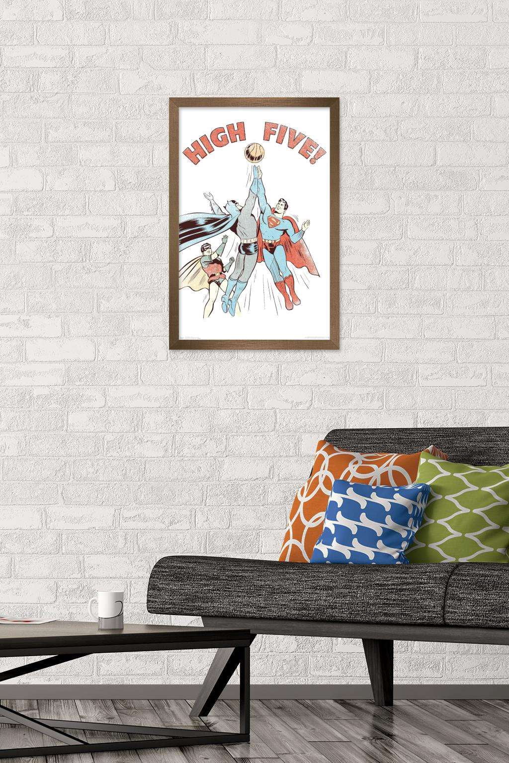 DC Comics - Batman - Robin - Superman - High Five Wall Poster, 14.725" x 22.375", Framed