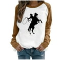 thumbnail image 1 of CEHVOM Mode Femmes Décontracté Imprimé Col Rond Manches Longues T-Shirt Ample Blouse Pull Tops Chandails en Molleton Sans Capuche Liquidation, 1 of 4