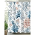 thumbnail image 2 of Fsddascl Red Blue Coral Shower Curtain Set - 66" x 72" Washable Bathtub Curtain with 12 Hooks, Summer Ocean Coastal Starfish Shells Waterproof Fabric Stall Shower Curtains for Bathroom/Bathtub, 2 of 6