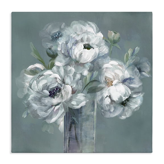 Stupell Industries Transitional White Peony Impression in Vase Canvas Art, 17 x 17, by Nan