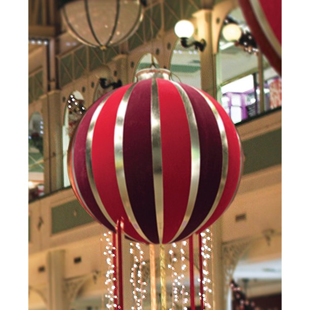 60" PreLit Red and Gold Inflatable Commercial Outdoor Christmas Ball